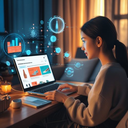 A girl using AI Agents while working on her PC.