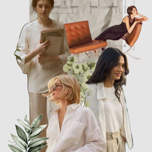 Aesthetic collage of quiet luxury fashion.